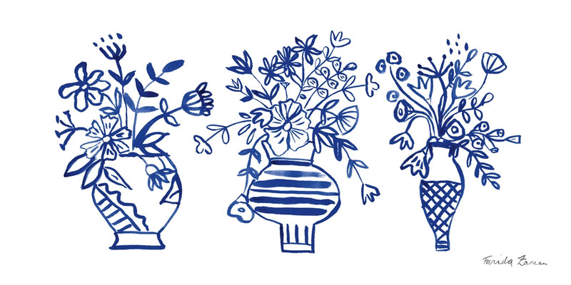 Blue Vases I by Farida Zaman