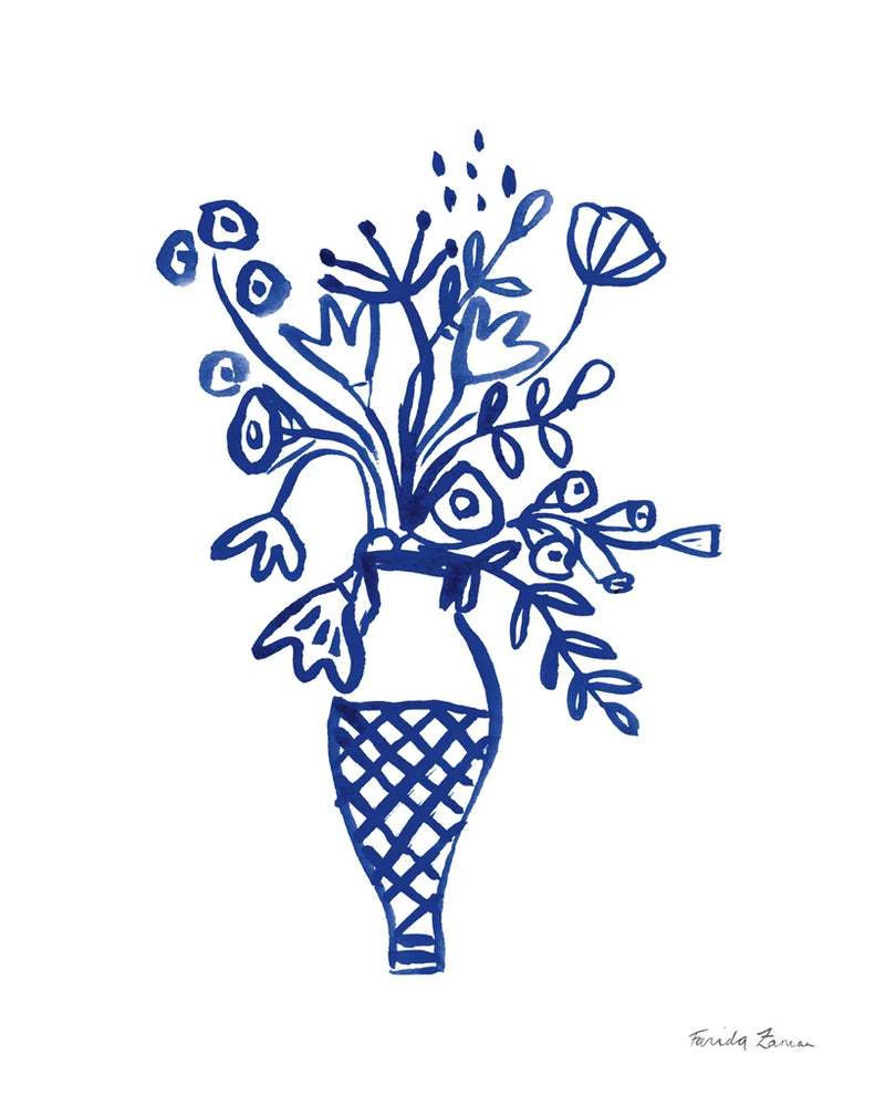 Blue Vases V by Farida Zaman