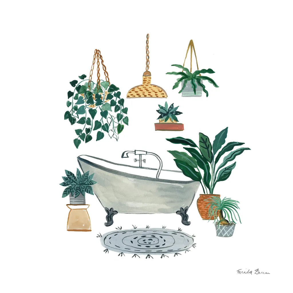 Boho Bathroom II by Farida Zaman. SKU 82871a. Archival Giclee Fine art print for wall decor.