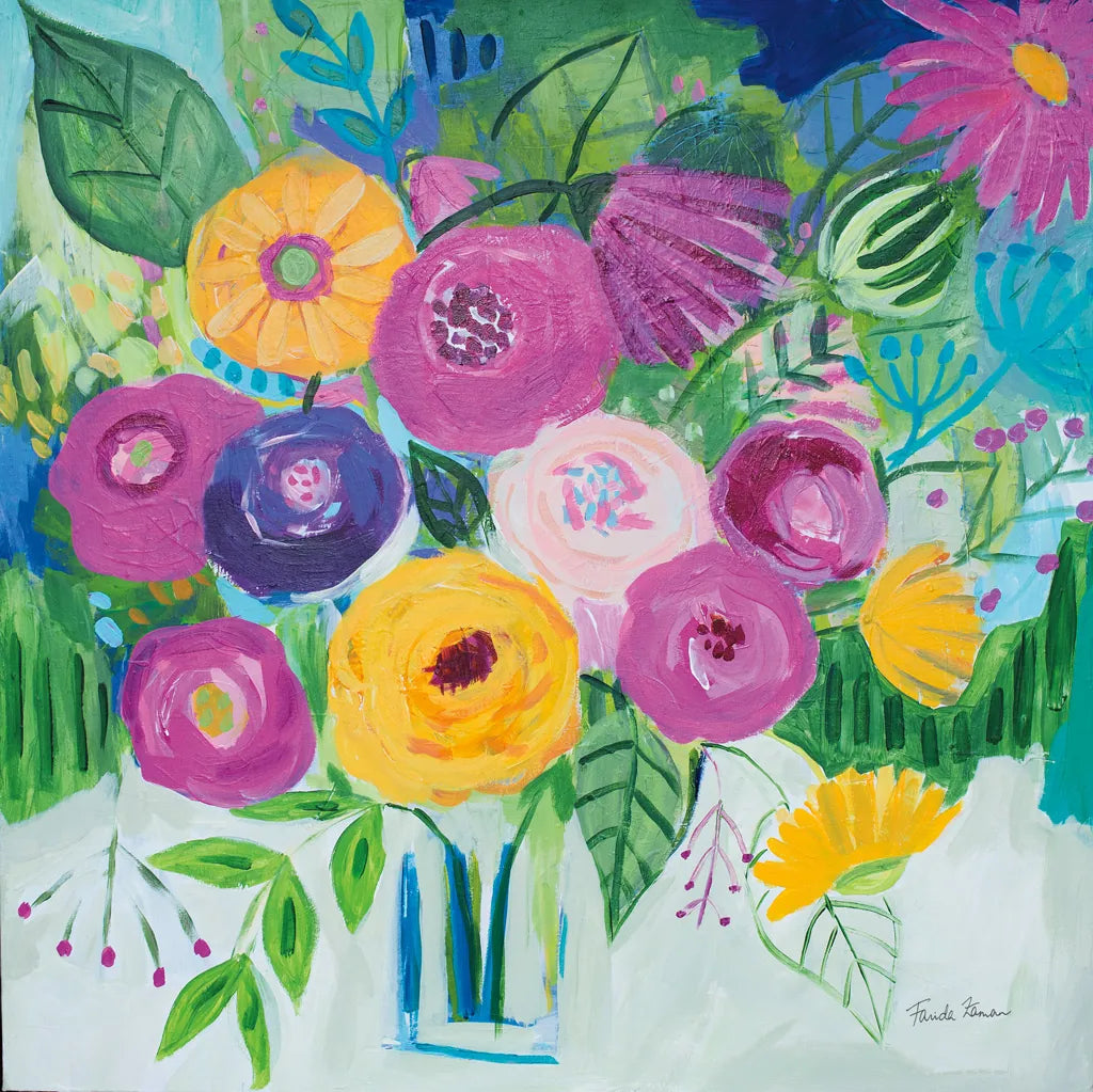 Bold Florals by Farida Zaman. SKU 60945a. Archival Giclee Fine art print for wall decor.