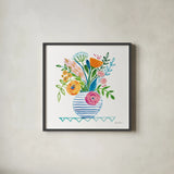 Bountiful Blooms I by Farida Zaman. Shown in a sleek black glass frame for a contemporary gallery look. Available as an archival giclee rolled canvas, fine art paper, or poster print. SKU 63535a.
