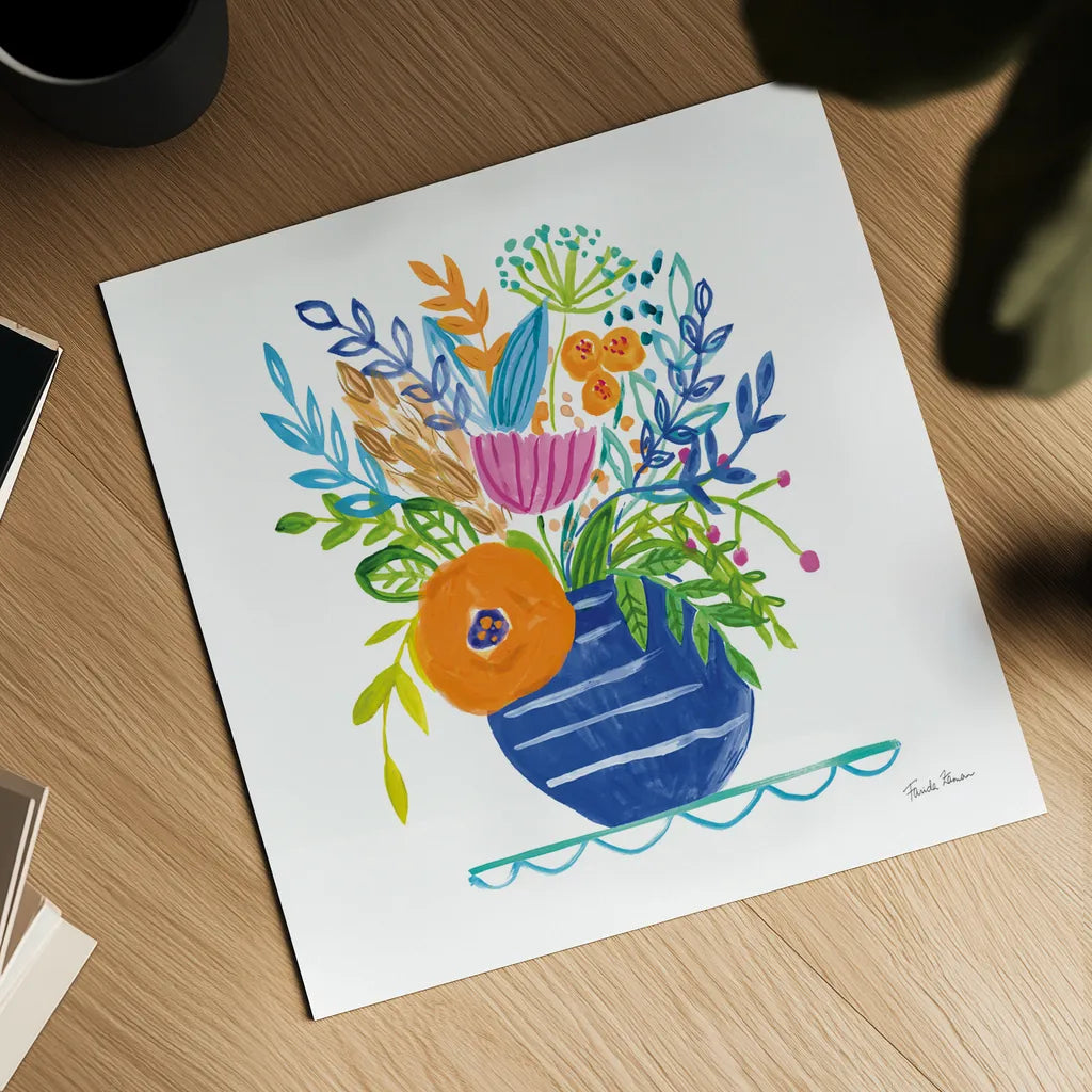 Bountiful Blooms II by Farida Zaman. Shown as a detailed flat fine art print, highlighting archival giclee quality. Available as an archival giclee rolled canvas, fine art paper, or poster print. SKU 63536a.