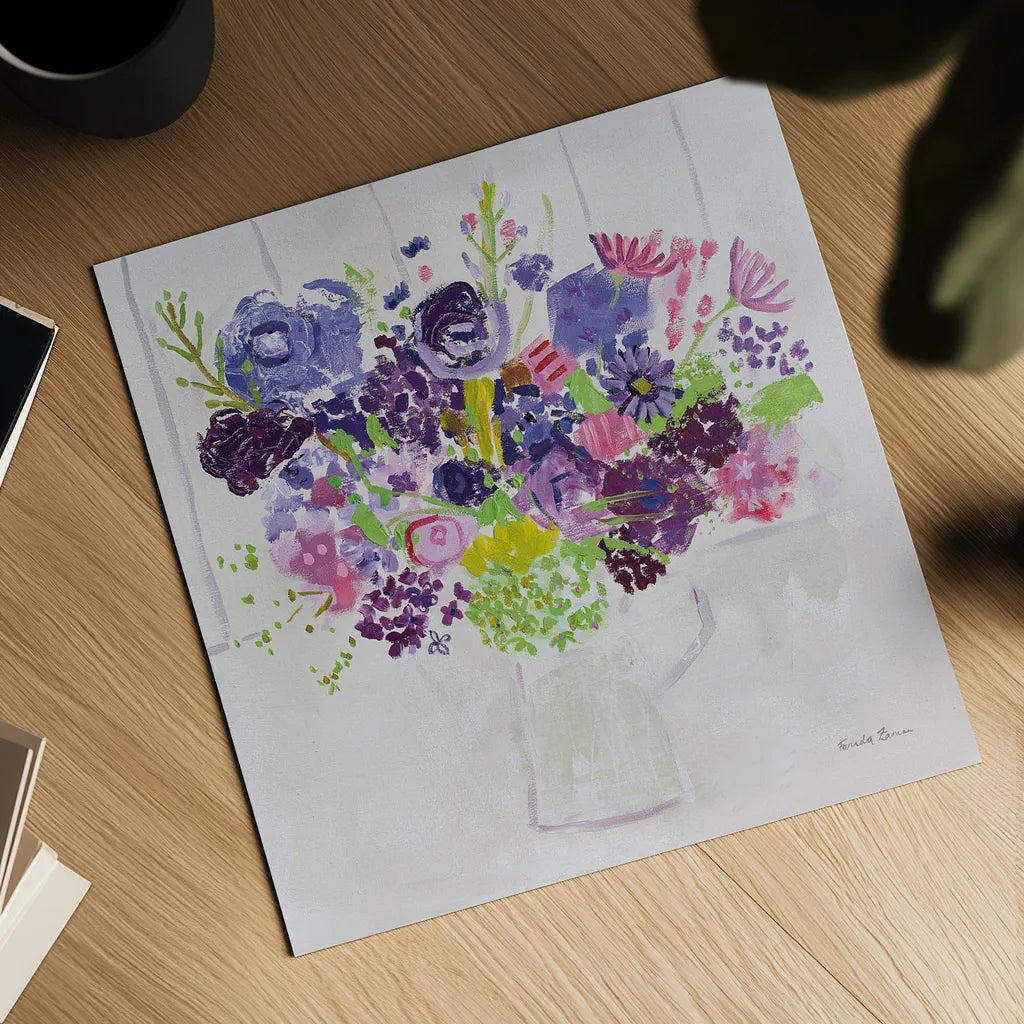Bouquet for You by Farida Zaman. Shown as a detailed flat fine art print, highlighting archival giclee quality. Available as an archival giclee rolled canvas, fine art paper, or poster print. SKU 44832a.