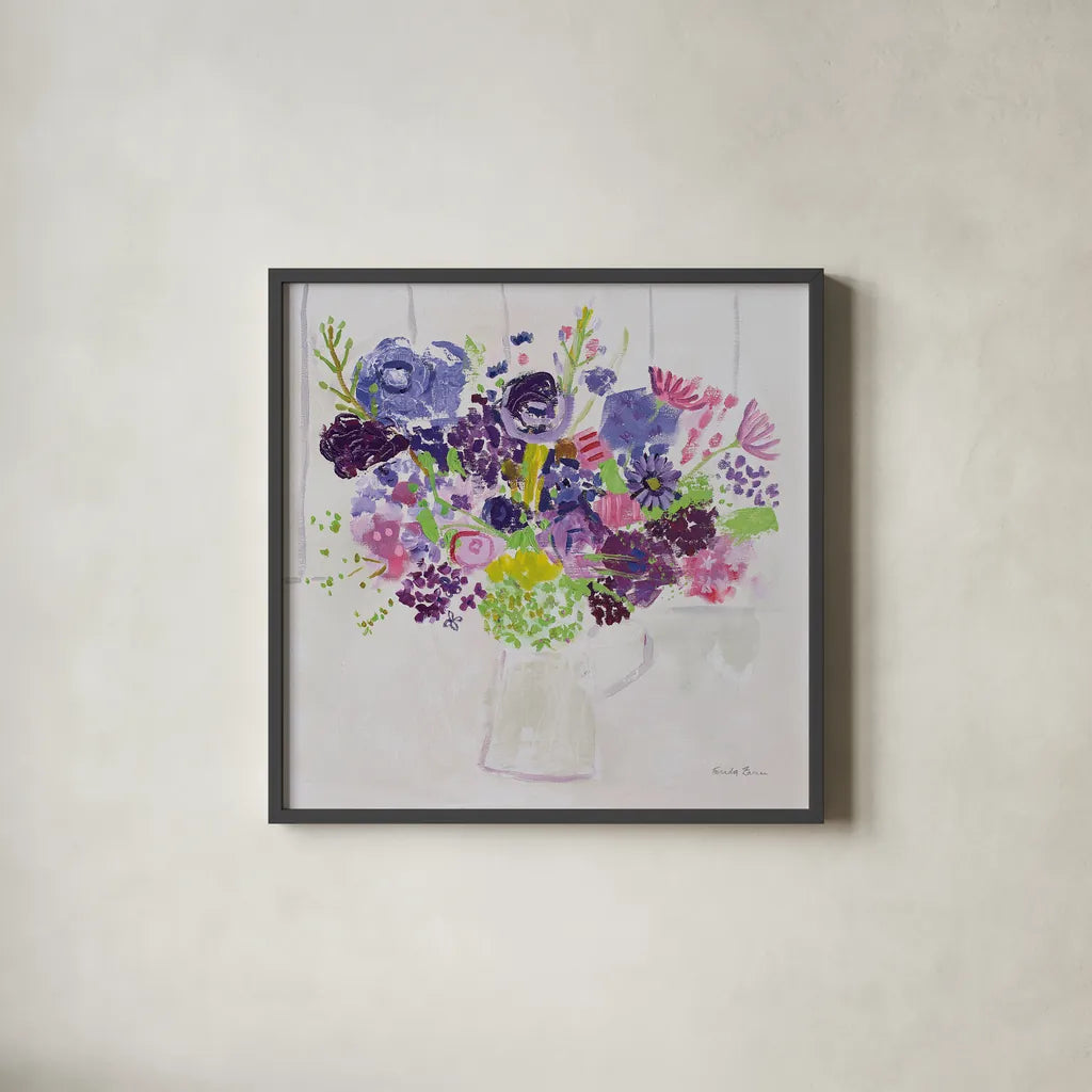 Bouquet for You by Farida Zaman. Shown in a sleek black glass frame for a contemporary gallery look. Available as an archival giclee rolled canvas, fine art paper, or poster print. SKU 44832a.