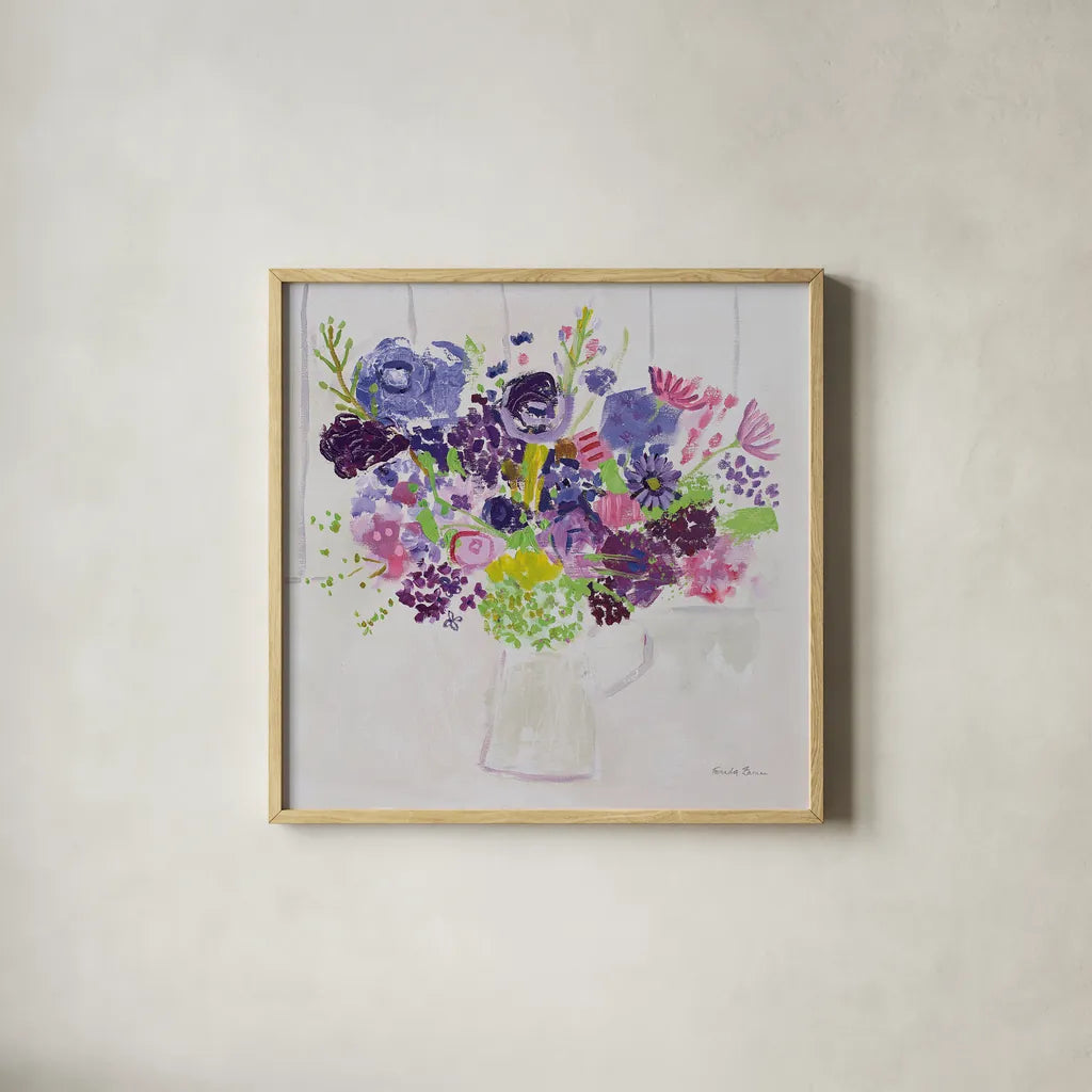 Bouquet for You by Farida Zaman. Shown in a natural wood glass frame for a timeless modern aesthetic. Available as an archival giclee rolled canvas, fine art paper, or poster print. SKU 44832a.