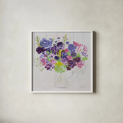 Bouquet for You by Farida Zaman. Shown in a crisp white glass frame for a clean and minimalist style. Available as an archival giclee rolled canvas, fine art paper, or poster print. SKU 44832a.