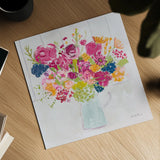 Bouquet for You Bright by Farida Zaman. Shown as a detailed flat fine art print, highlighting archival giclee quality. Available as an archival giclee rolled canvas, fine art paper, or poster print. SKU 46149a.