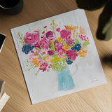 Bouquet for You Bright v2 by Farida Zaman. Shown as a detailed flat fine art print, highlighting archival giclee quality. Available as an archival giclee rolled canvas, fine art paper, or poster print. SKU 51476a.