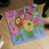 Bright Bouquet by Farida Zaman. Shown as a detailed flat fine art print, highlighting archival giclee quality. Available as an archival giclee rolled canvas, fine art paper, or poster print. SKU 96315a.