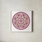 Bright Mandala I by Farida Zaman. Shown in a crisp white glass frame for a clean and minimalist style. Available as an archival giclee rolled canvas, fine art paper, or poster print. SKU 88141a.