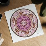 Bright Mandala II by Farida Zaman. Shown as a detailed flat fine art print, highlighting archival giclee quality. Available as an archival giclee rolled canvas, fine art paper, or poster print. SKU 88142a.