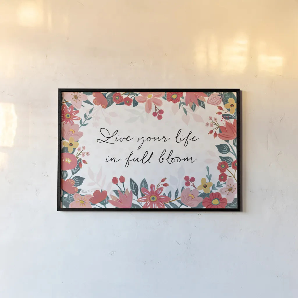 Bright Petals I by Farida Zaman. shown as a paper print in a black flame. Available as a archival giclee rolled canvas, fine art paper, or poster print. SKU 54190i.