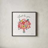 Bright Petals II by Farida Zaman. Shown in a sleek black glass frame for a contemporary gallery look. Available as an archival giclee rolled canvas, fine art paper, or poster print. SKU 54191a.