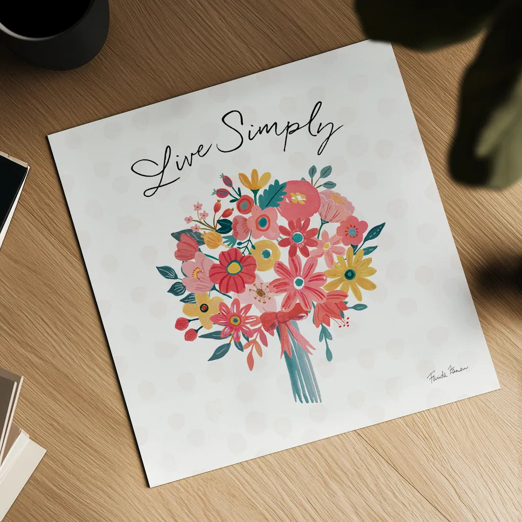 Bright Petals III by Farida Zaman. Shown as a detailed flat fine art print, highlighting archival giclee quality. Available as an archival giclee rolled canvas, fine art paper, or poster print. SKU 54192a.