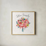 Bright Petals III by Farida Zaman. Shown in a natural wood glass frame for a timeless modern aesthetic. Available as an archival giclee rolled canvas, fine art paper, or poster print. SKU 54192a.