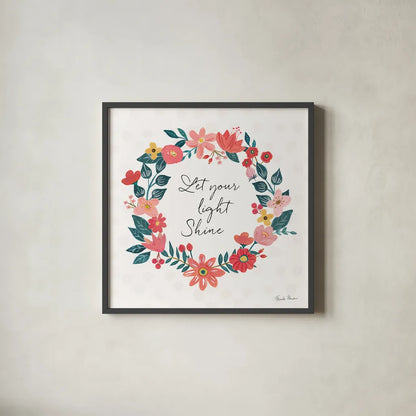 Bright Petals IV by Farida Zaman. Shown in a sleek black glass frame for a contemporary gallery look. Available as an archival giclee rolled canvas, fine art paper, or poster print. SKU 54193a.