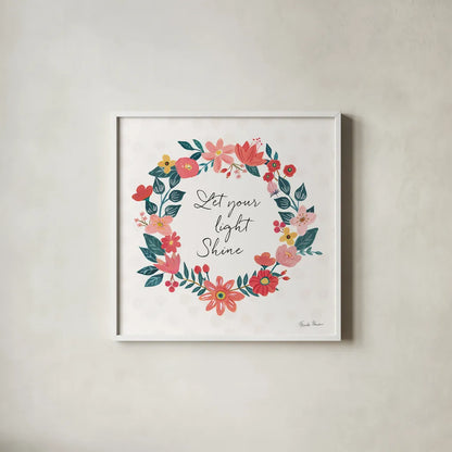 Bright Petals IV by Farida Zaman. Shown in a crisp white glass frame for a clean and minimalist style. Available as an archival giclee rolled canvas, fine art paper, or poster print. SKU 54193a.