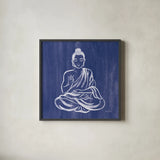 Buddha by Farida Zaman. Shown in a sleek black glass frame for a contemporary gallery look. Available as an archival giclee rolled canvas, fine art paper, or poster print. SKU 64620a.