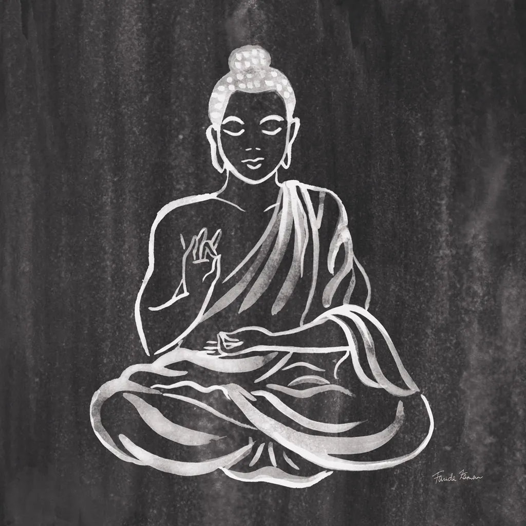 Buddha Gray by Farida Zaman. SKU 68206a. Archival Giclee Fine art print for wall decor.