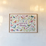 Budding Beauty I by Farida Zaman. shown as a paper print in a natural frame. Available as a archival giclee rolled canvas, fine art paper, or poster print. SKU 53808i.