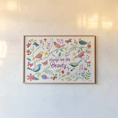 Budding Beauty I by Farida Zaman. shown as a paper print in a natural frame. Available as a archival giclee rolled canvas, fine art paper, or poster print. SKU 53808i.