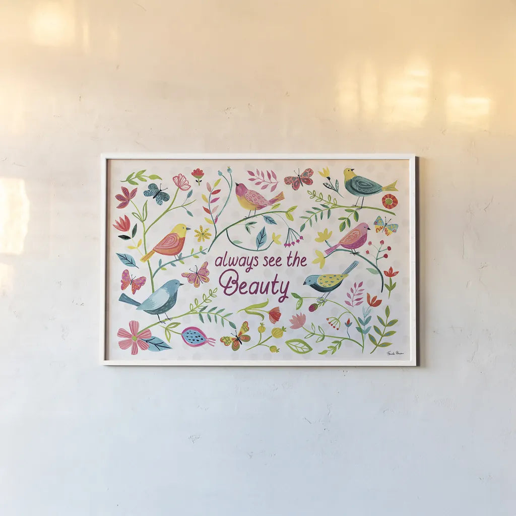 Budding Beauty I by Farida Zaman. shown as a paper print in a white frame. Available as a archival giclee rolled canvas, fine art paper, or poster print. SKU 53808i.