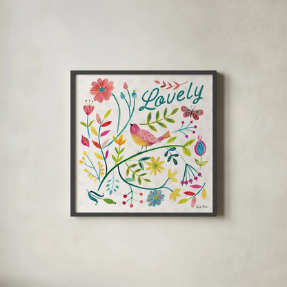 Budding Beauty II by Farida Zaman. Shown in a sleek black glass frame for a contemporary gallery look. Available as an archival giclee rolled canvas, fine art paper, or poster print. SKU 53809a.