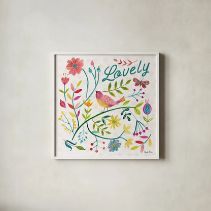 Budding Beauty II by Farida Zaman. Shown in a crisp white glass frame for a clean and minimalist style. Available as an archival giclee rolled canvas, fine art paper, or poster print. SKU 53809a.