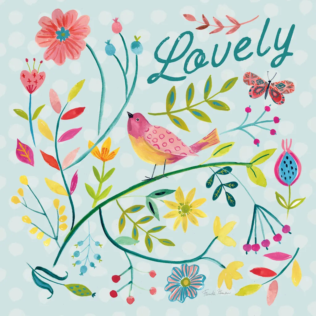 Budding Beauty II Light Blue by Farida Zaman. SKU 54295a. Archival Giclee Fine art print for wall decor.