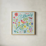 Budding Beauty II Light Blue by Farida Zaman. Shown in a natural wood glass frame for a timeless modern aesthetic. Available as an archival giclee rolled canvas, fine art paper, or poster print. SKU 54295a.
