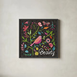 Budding Beauty III Dark by Farida Zaman. Shown in a sleek black glass frame for a contemporary gallery look. Available as an archival giclee rolled canvas, fine art paper, or poster print. SKU 53815a.