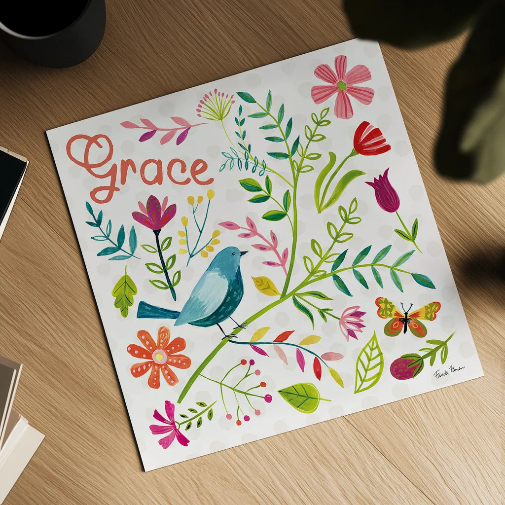 Budding Beauty IV by Farida Zaman. Shown as a detailed flat fine art print, highlighting archival giclee quality. Available as an archival giclee rolled canvas, fine art paper, or poster print. SKU 53811a.