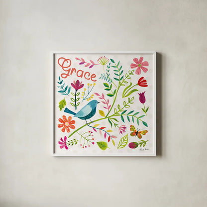 Budding Beauty IV by Farida Zaman. Shown in a crisp white glass frame for a clean and minimalist style. Available as an archival giclee rolled canvas, fine art paper, or poster print. SKU 53811a.