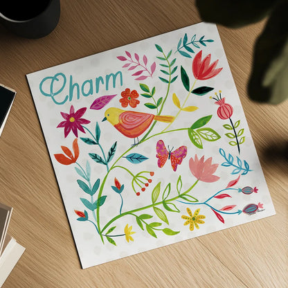 Budding Beauty V by Farida Zaman. Shown as a detailed flat fine art print, highlighting archival giclee quality. Available as an archival giclee rolled canvas, fine art paper, or poster print. SKU 53812a.