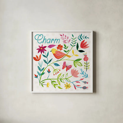 Budding Beauty V by Farida Zaman. Shown in a crisp white glass frame for a clean and minimalist style. Available as an archival giclee rolled canvas, fine art paper, or poster print. SKU 53812a.