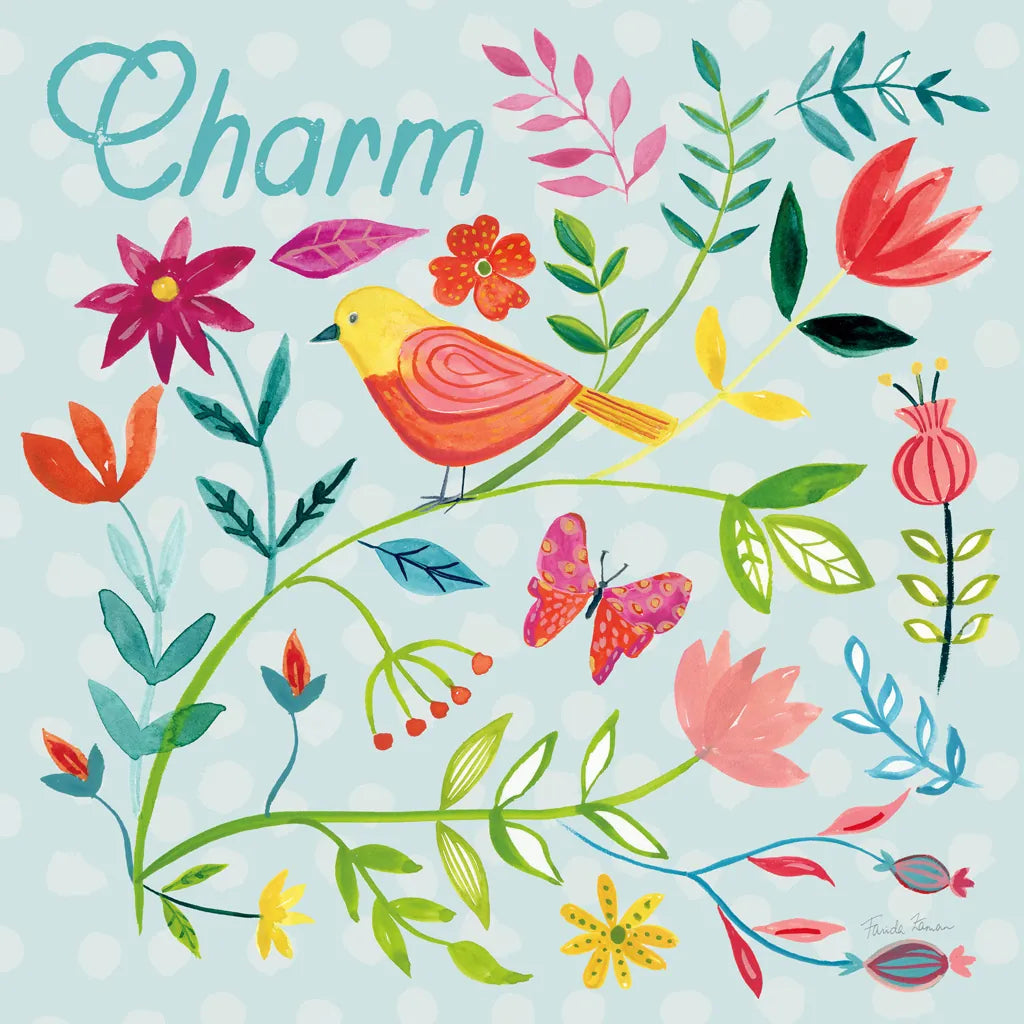 Budding Beauty V Light Blue by Farida Zaman. SKU 54298a. Archival Giclee Fine art print for wall decor.