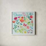 Budding Beauty V Light Blue by Farida Zaman. Shown in a crisp white glass frame for a clean and minimalist style. Available as an archival giclee rolled canvas, fine art paper, or poster print. SKU 54298a.