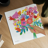 Bunch of Flowers by Farida Zaman. Shown as a detailed flat fine art print, highlighting archival giclee quality. Available as an archival giclee rolled canvas, fine art paper, or poster print. SKU 81826a.