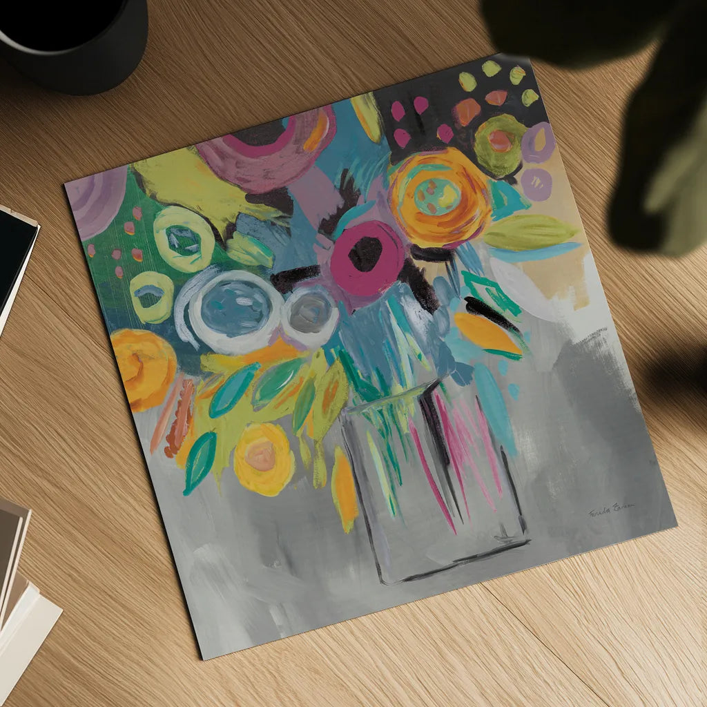 Burst of Magic Autumn by Farida Zaman. Shown as a detailed flat fine art print, highlighting archival giclee quality. Available as an archival giclee rolled canvas, fine art paper, or poster print. SKU 36200a.