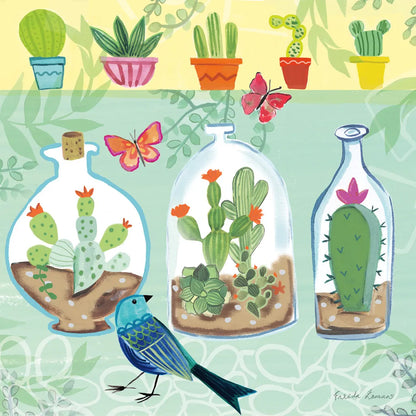 Cacti Garden I by Farida Zaman. SKU 33100a. Archival Giclee Fine art print for wall decor.