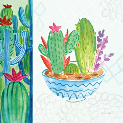 Cacti Garden II no Birds and Butterflies by Farida Zaman. SKU 34183a. Archival Giclee Fine art print for wall decor.
