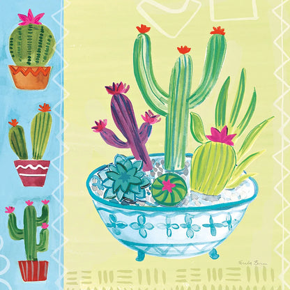 Cacti Garden III no Birds and Butterflies by Farida Zaman. SKU 34184a. Archival Giclee Fine art print for wall decor.