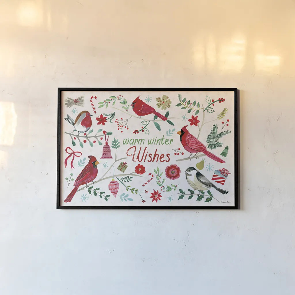 Cheerful Holiday I by Farida Zaman. shown as a paper print in a black flame. Available as a archival giclee rolled canvas, fine art paper, or poster print. SKU 54660i.