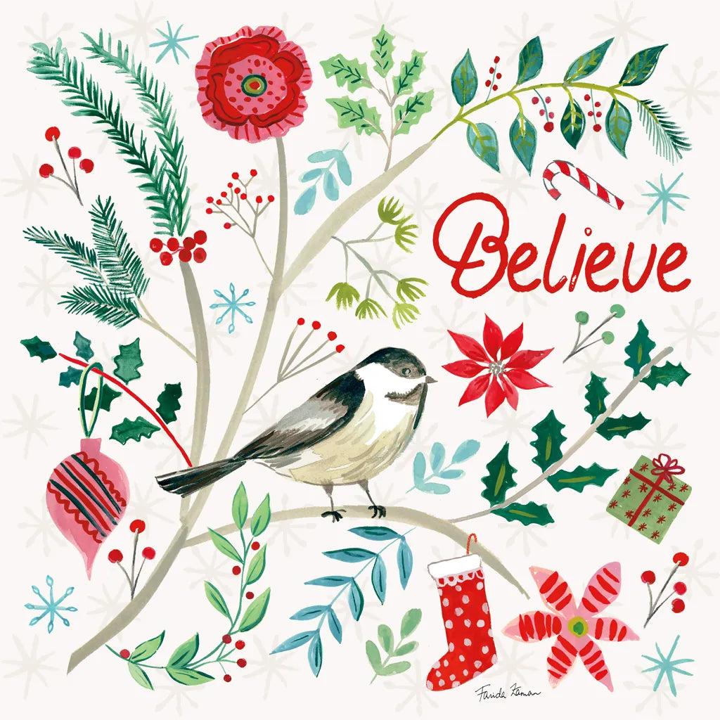 Cheerful Holiday II by Farida Zaman. SKU 54661a. Archival Giclee Fine art print for wall decor.