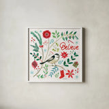 Cheerful Holiday II by Farida Zaman. Shown in a crisp white glass frame for a clean and minimalist style. Available as an archival giclee rolled canvas, fine art paper, or poster print. SKU 54661a.