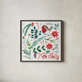 Cheerful Holiday III by Farida Zaman. Shown in a sleek black glass frame for a contemporary gallery look. Available as an archival giclee rolled canvas, fine art paper, or poster print. SKU 54662a.