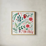 Cheerful Holiday III by Farida Zaman. Shown in a natural wood glass frame for a timeless modern aesthetic. Available as an archival giclee rolled canvas, fine art paper, or poster print. SKU 54662a.