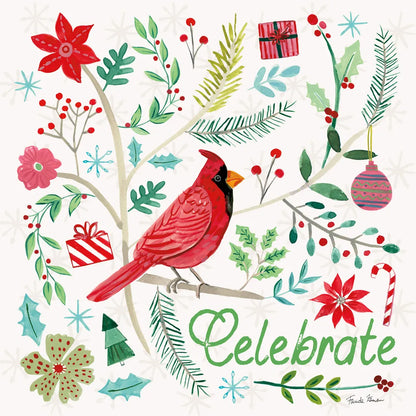 Cheerful Holiday IV by Farida Zaman. SKU 54663a. Archival Giclee Fine art print for wall decor.