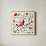 Cheerful Holiday IV by Farida Zaman. Shown in a natural wood glass frame for a timeless modern aesthetic. Available as an archival giclee rolled canvas, fine art paper, or poster print. SKU 54663a.