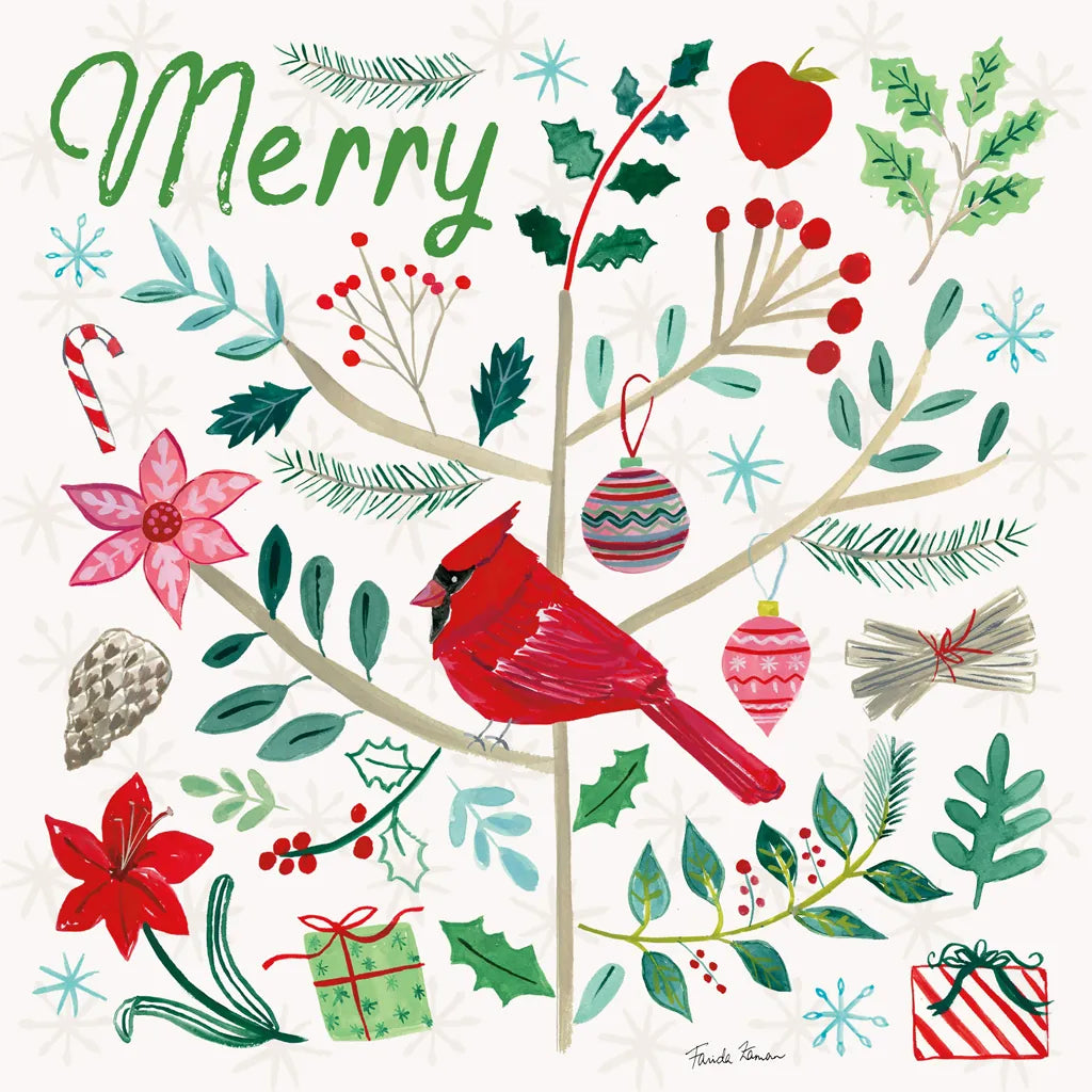 Cheerful Holiday V by Farida Zaman. SKU 54664a. Archival Giclee Fine art print for wall decor.